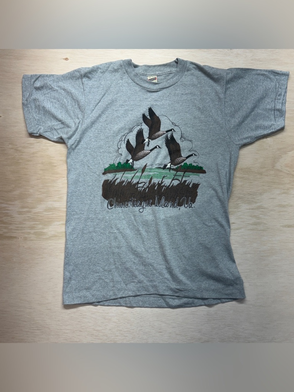 Vintage 80s Screen Stars Chincoteague Island VA T-Shirt Single Stitch USA Made M